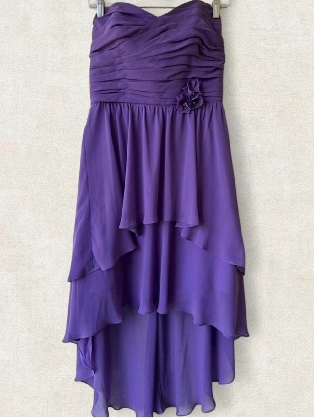 Purple flowy dress with floral detail